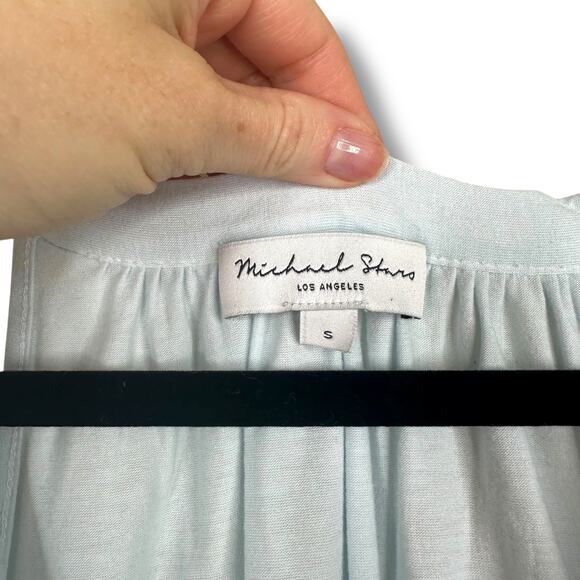 Michael Stars NWOT Anthropologie Light Blue Draped Cowl Halter Tank Top Small - Picture 7 of 8